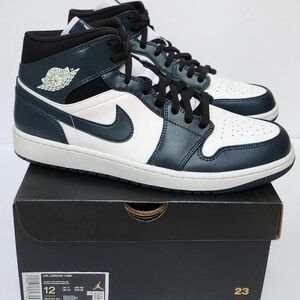 Nike Air Jordan 1 Mid Men’s Shoes - White & Navy